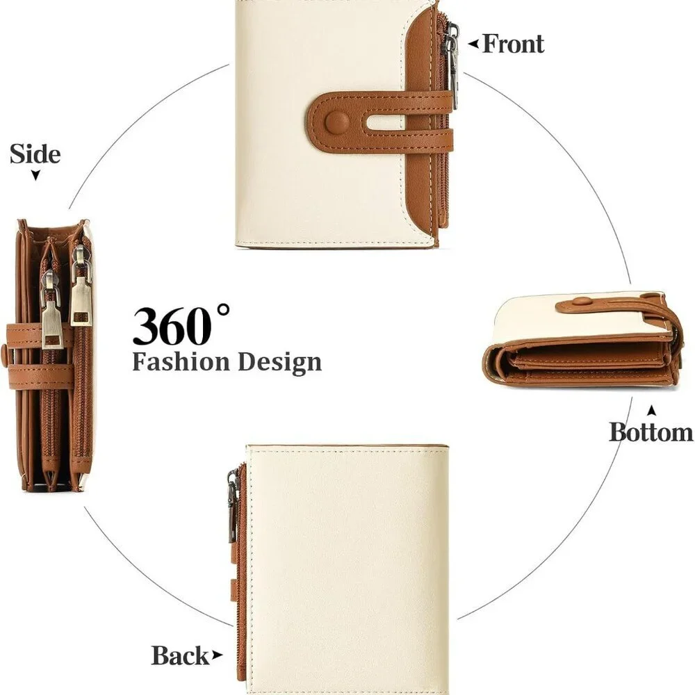 Women's Small RFID Card Wallet Bifold with Zipper Pocket Faux Leather - Picture 3 of 6